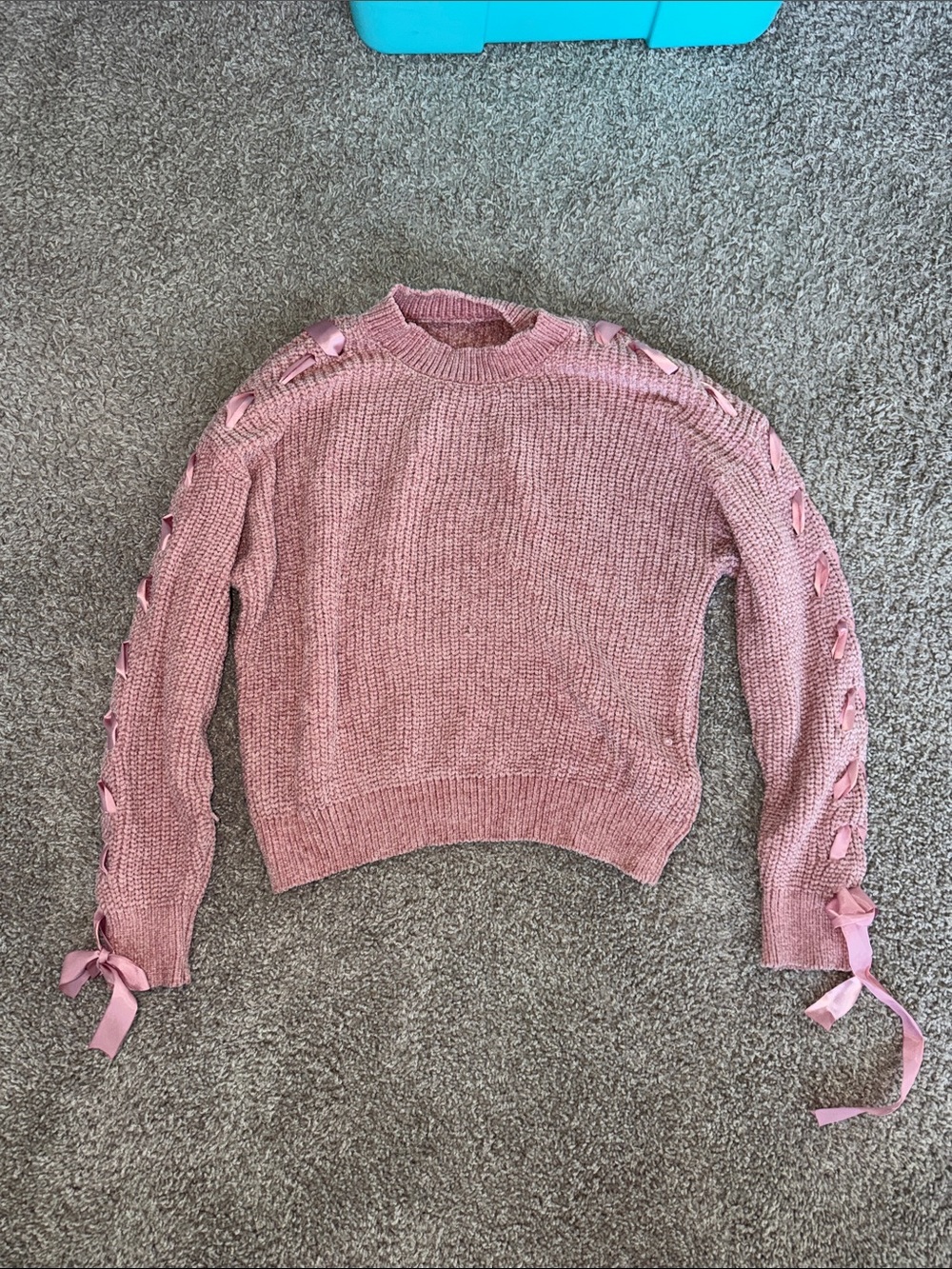 Women's Pink Ribbon-Detail Knit Sweater